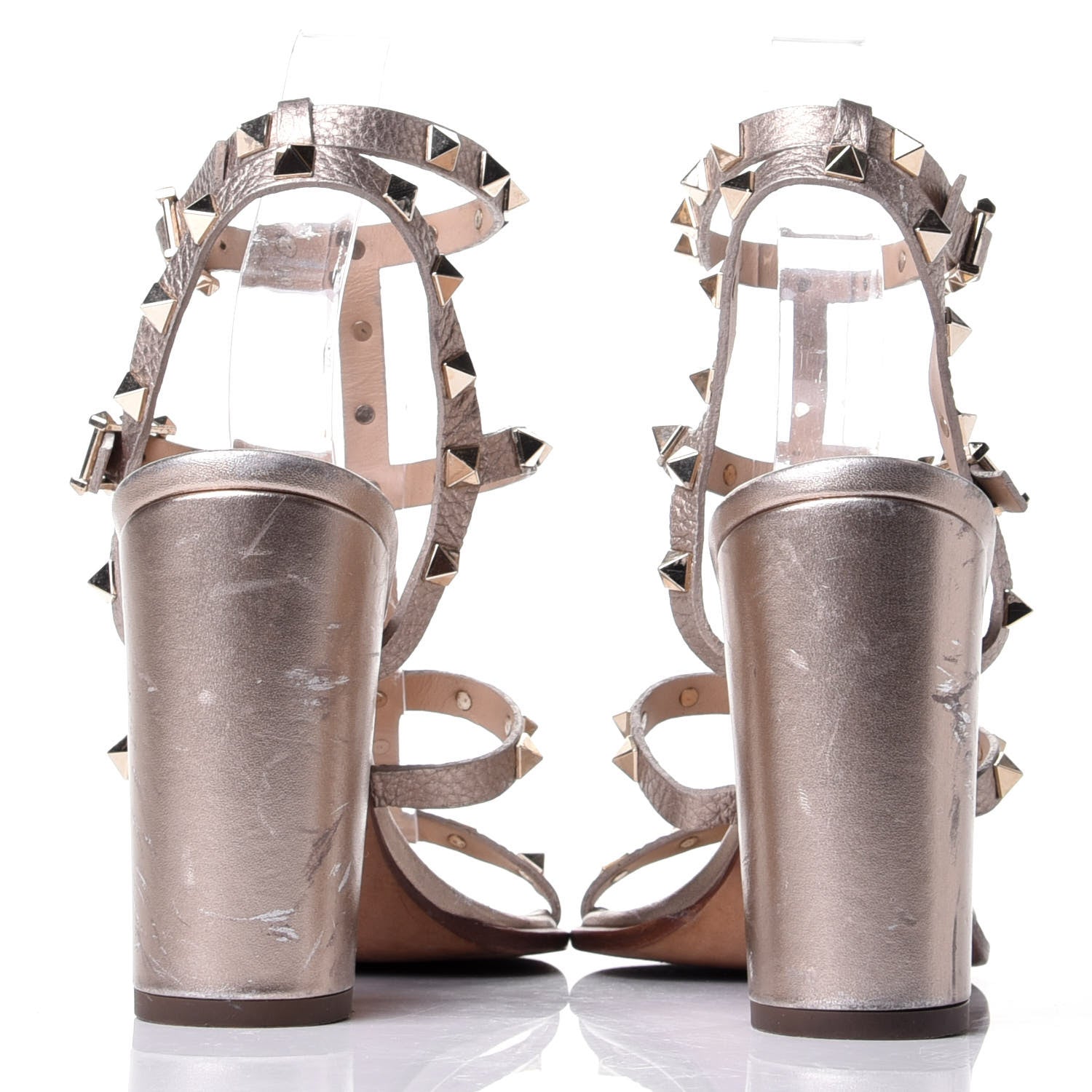 Valentino Garavani Metallic Calfskin Rockstud 60mm City Sandals 39 Skin 6 of 10