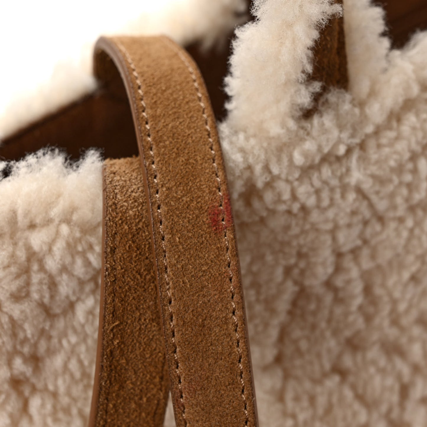 X UGG Suede Shearling Medium Shopping Bag Natural