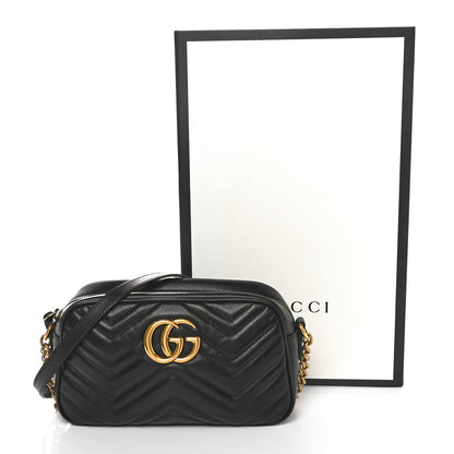 Gucci Calfskin Matelasse Small GG Marmont Chain Shoulder Bag Black 11 of 11
