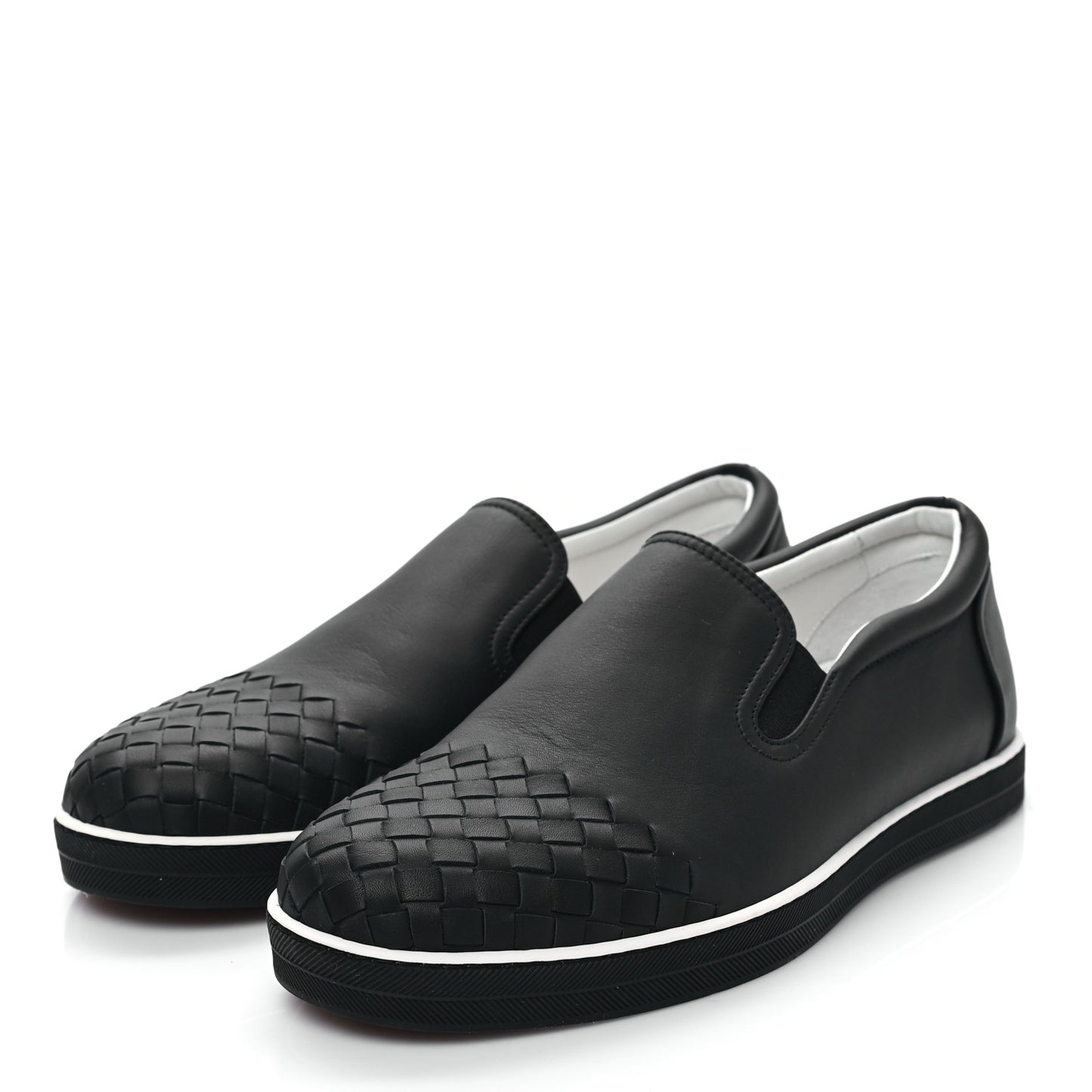 Nappa Intrecciato Slip On Sneakers 40.5 Black