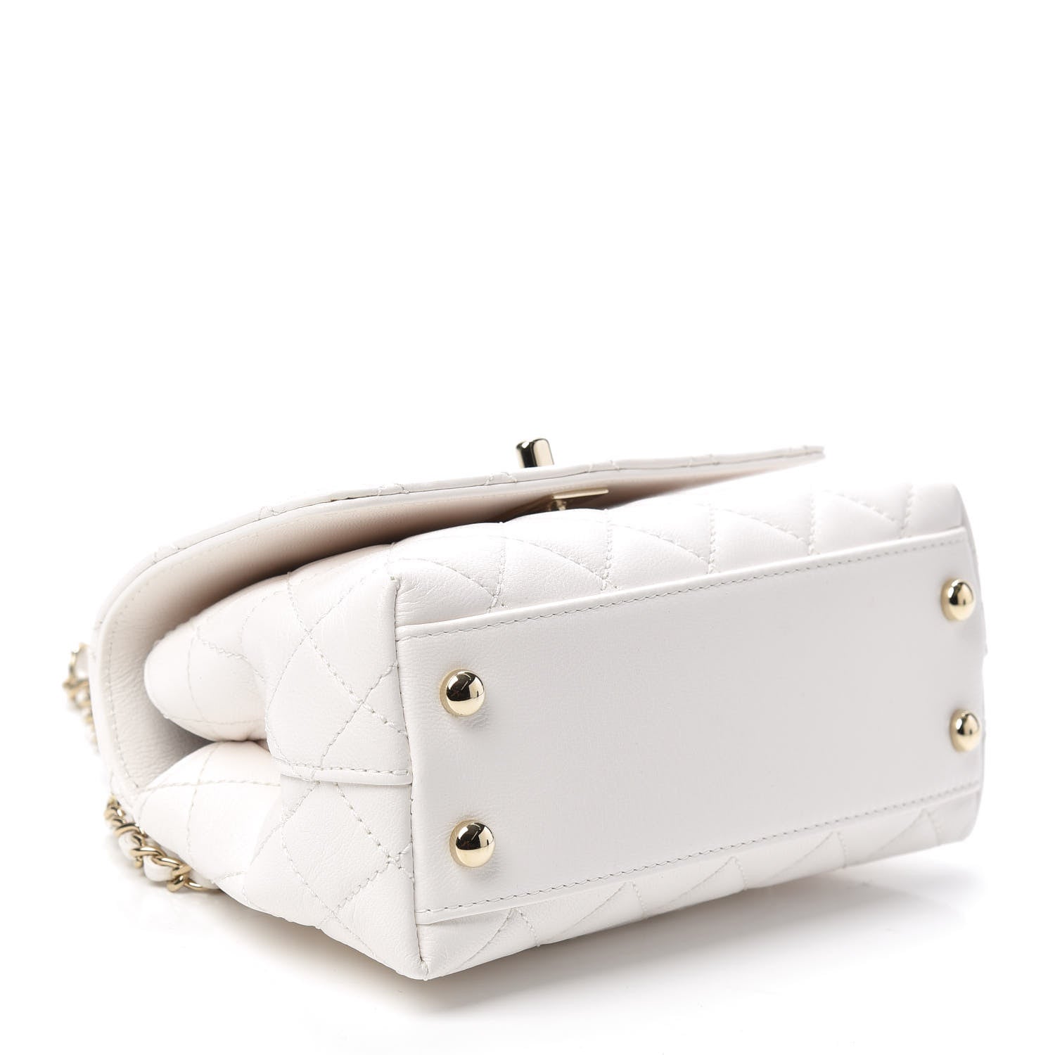 Chanel Goatskin Quilted Extra Mini Rainbow Coco Handle Flap White 4 of 10