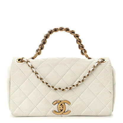 Chanel Aged Calfskin Quilted Medium Pondichery Flap White 1 of 12
