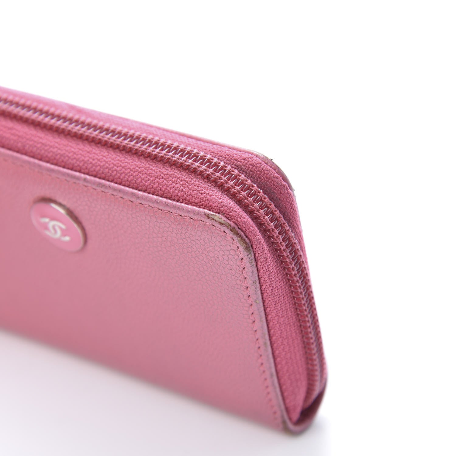 Chanel Caviar Button Zip Coin Purse Pink 12 of 16