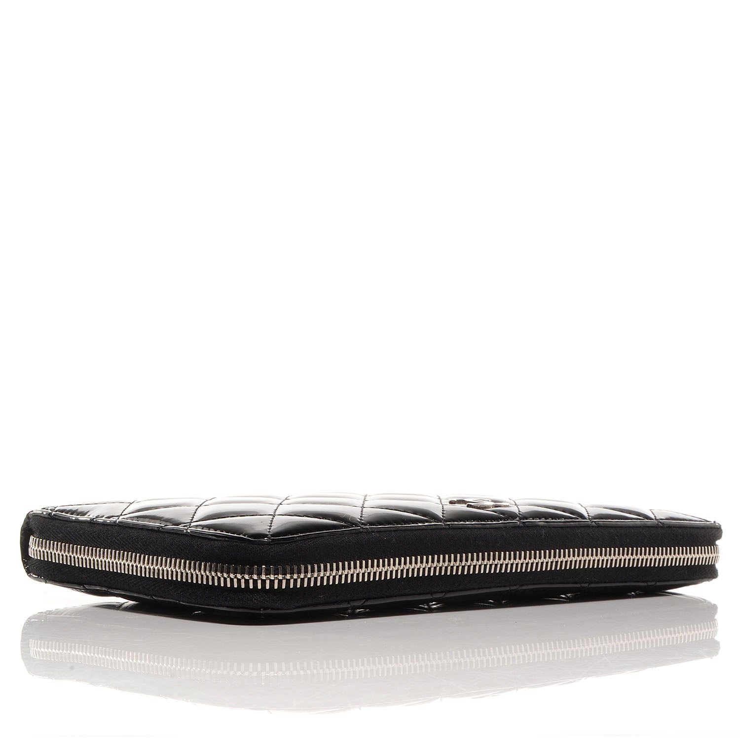 Chanel Patent Quilted Large Zip Around Organizer Wallet Black 4 of 7