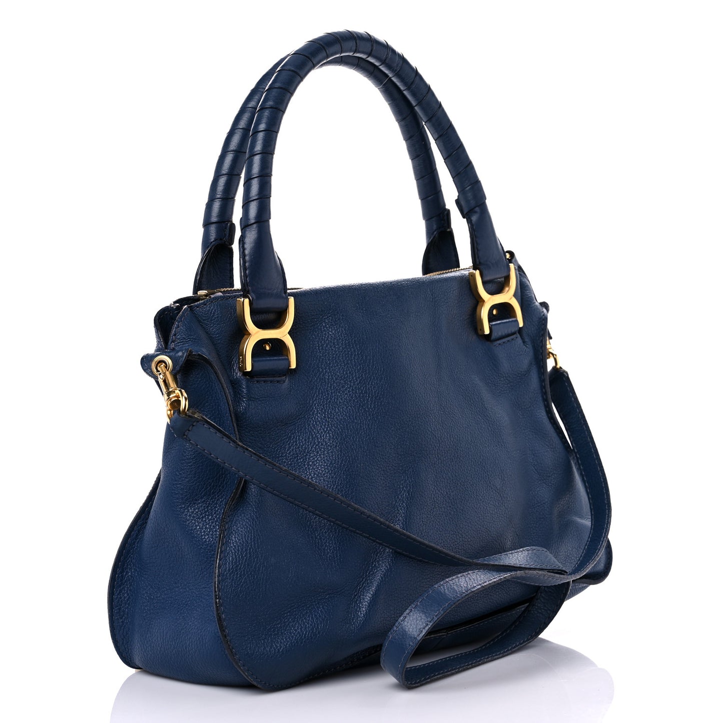 Calfskin Medium Marcie Satchel Royal Navy