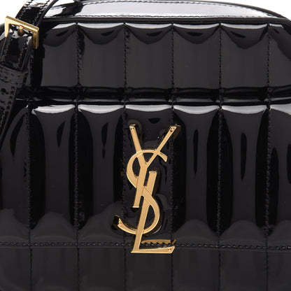 Saint Laurent Patent Matelasse Monogram Vicky Camera Bag Black 9 of 9