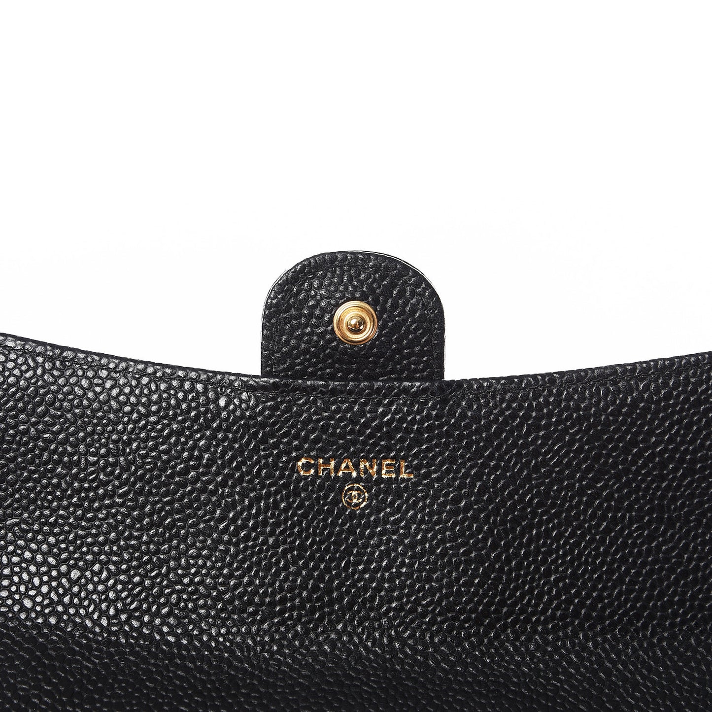 Caviar Quilted Large Gusset Flap Wallet Black