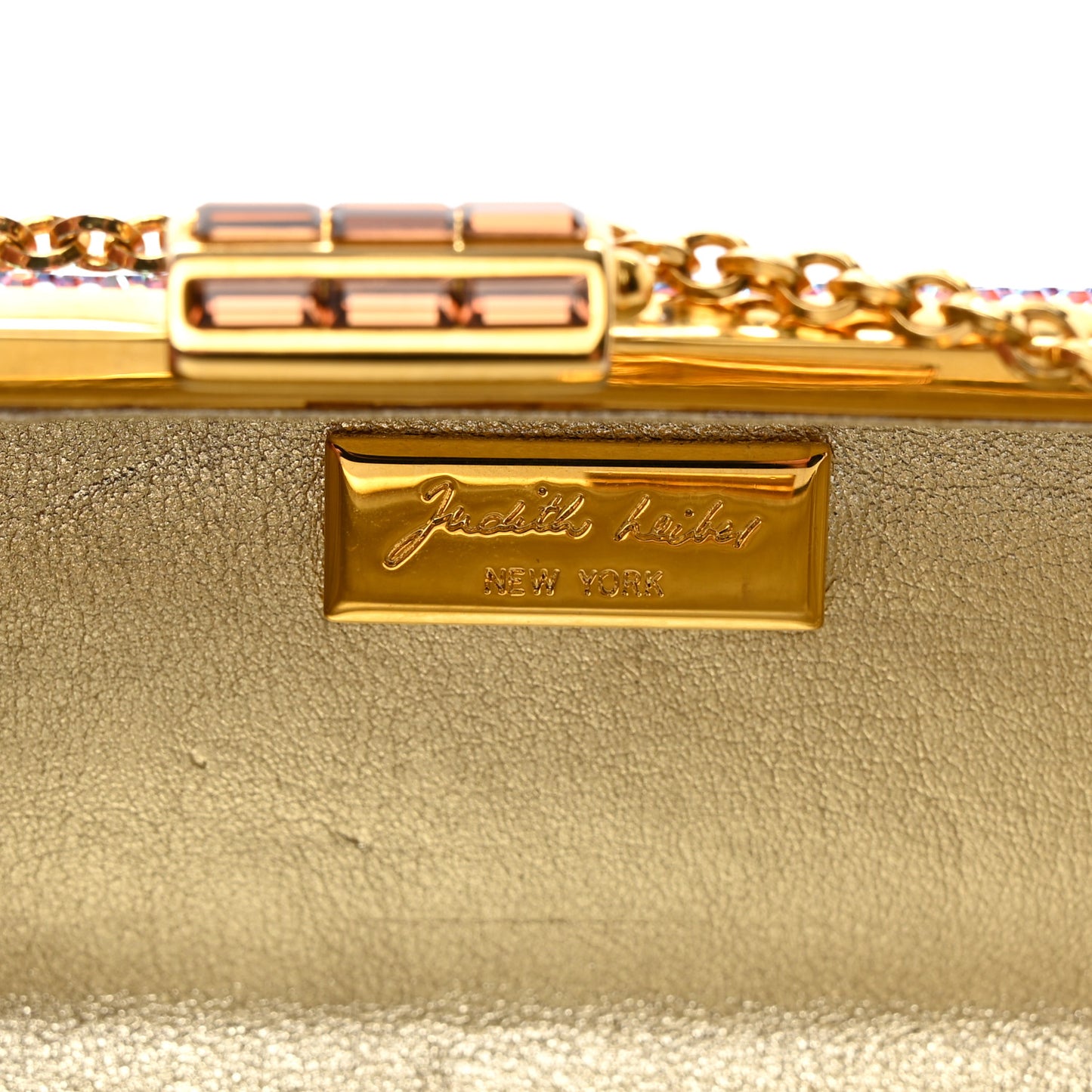Swarovski Crystal Minaudiere Clutch Gold
