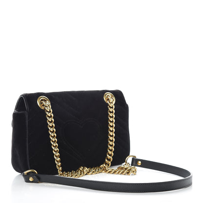 Gucci Velvet Matelasse Mini GG Marmont Shoulder Bag Black 3 of 21
