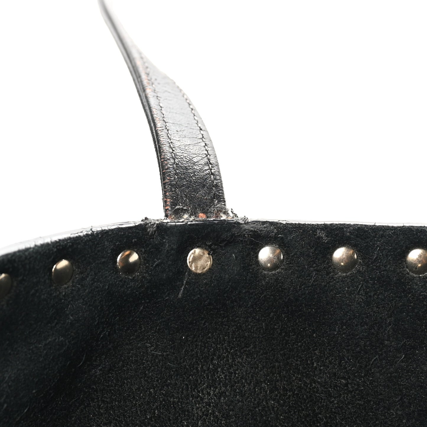 Grained Calfskin Rockstud Shoulder Tote Black