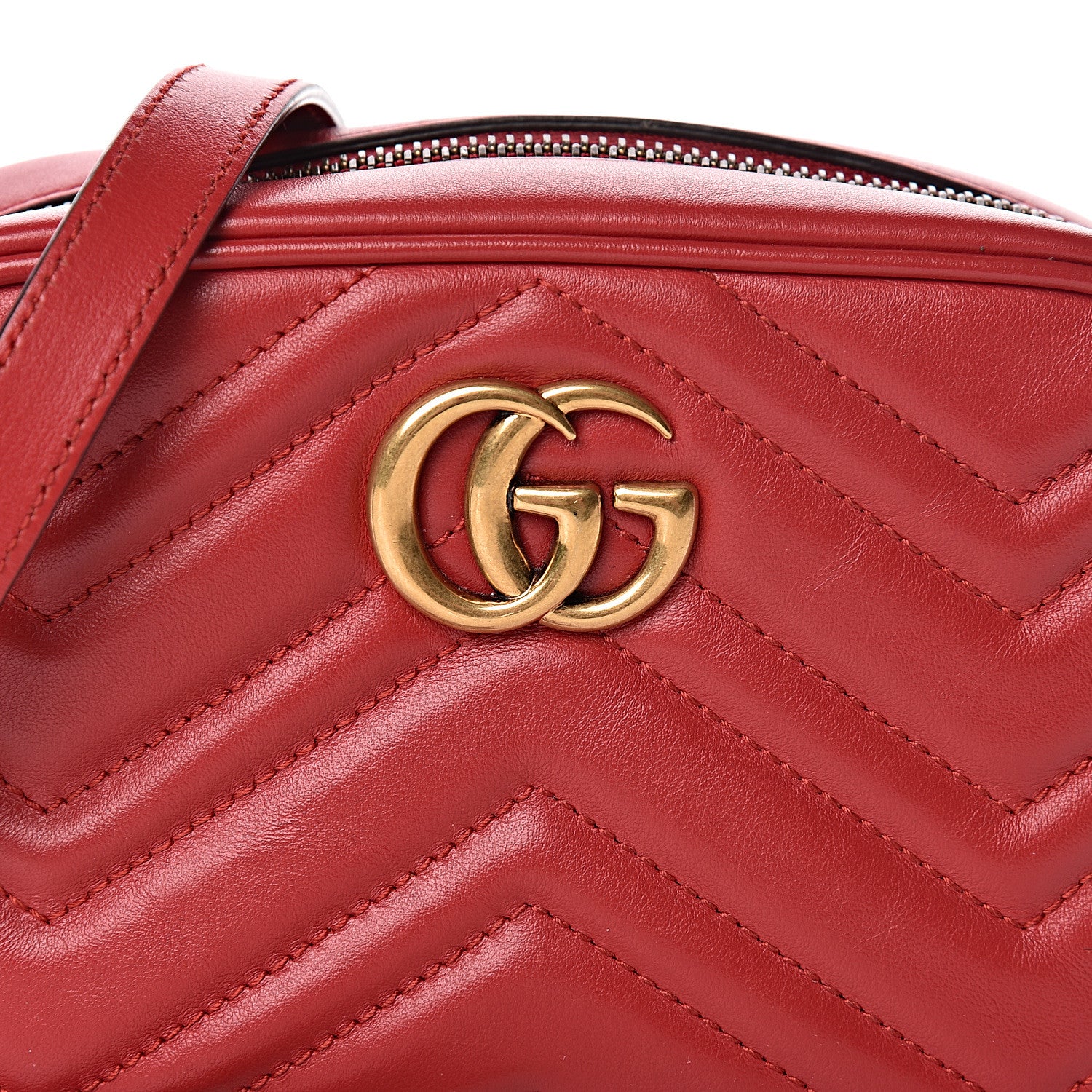 Gucci Calfskin Matelasse Mini GG Marmont Chain Shoulder Bag Hibiscus Red 10 of 10