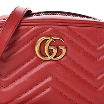 Gucci Calfskin Matelasse Mini GG Marmont Chain Shoulder Bag Hibiscus Red 10 of 10