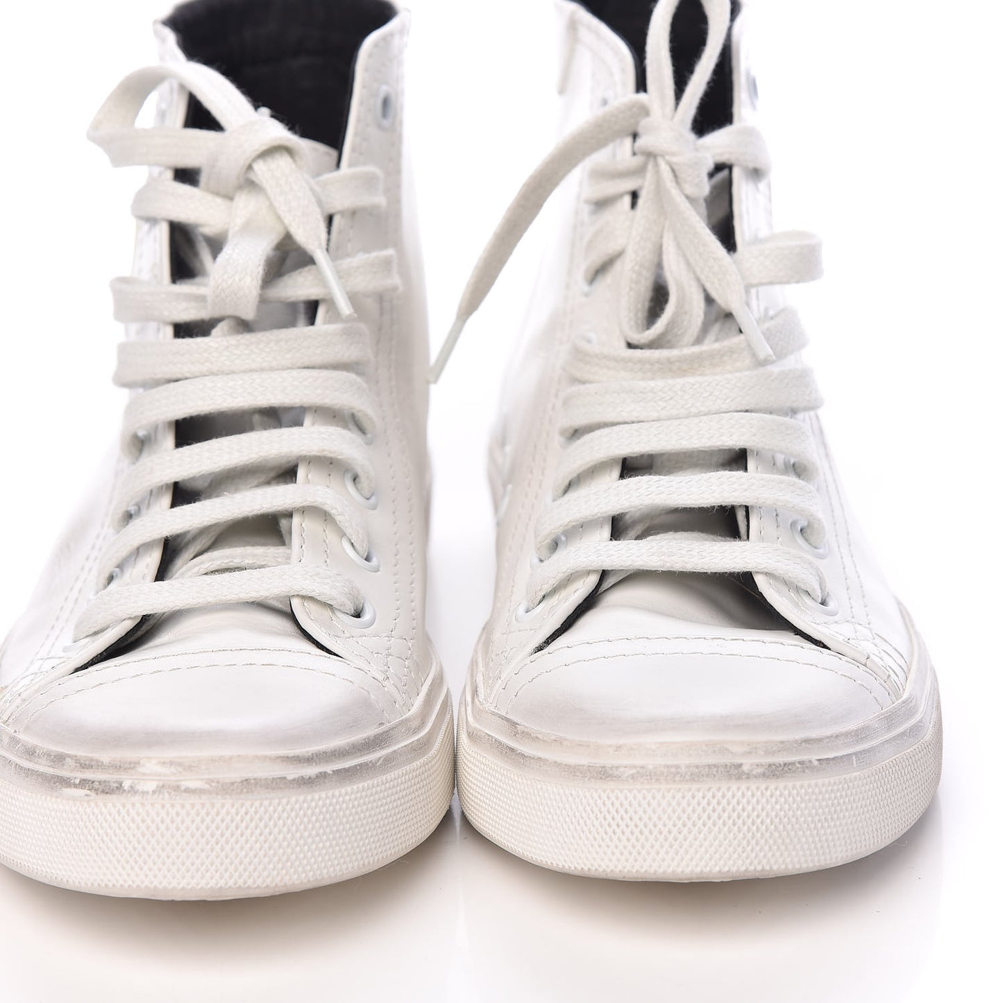 Distressed Calfskin Bedford Logo-Appliqued Hightop Sneakers 38 White