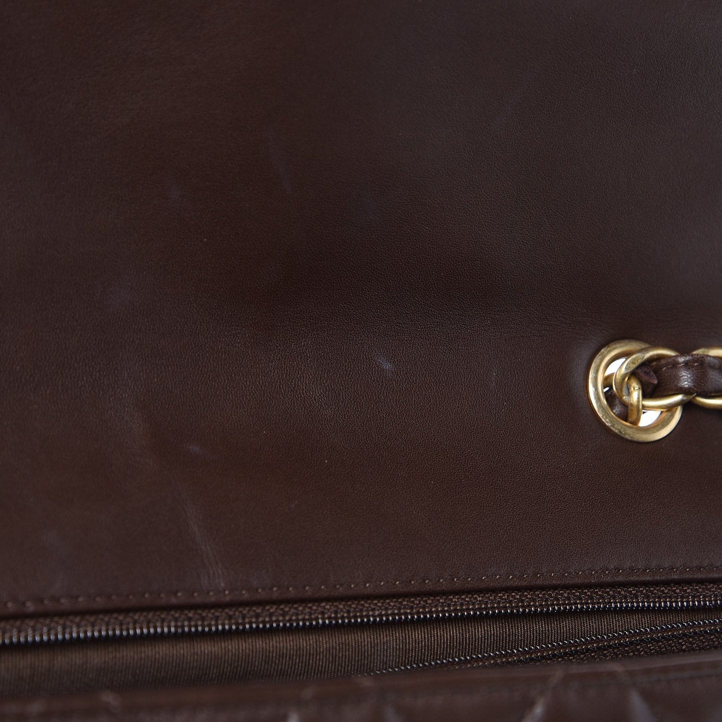 Lambskin Quilted Jumbo Single Flap Dark Brown