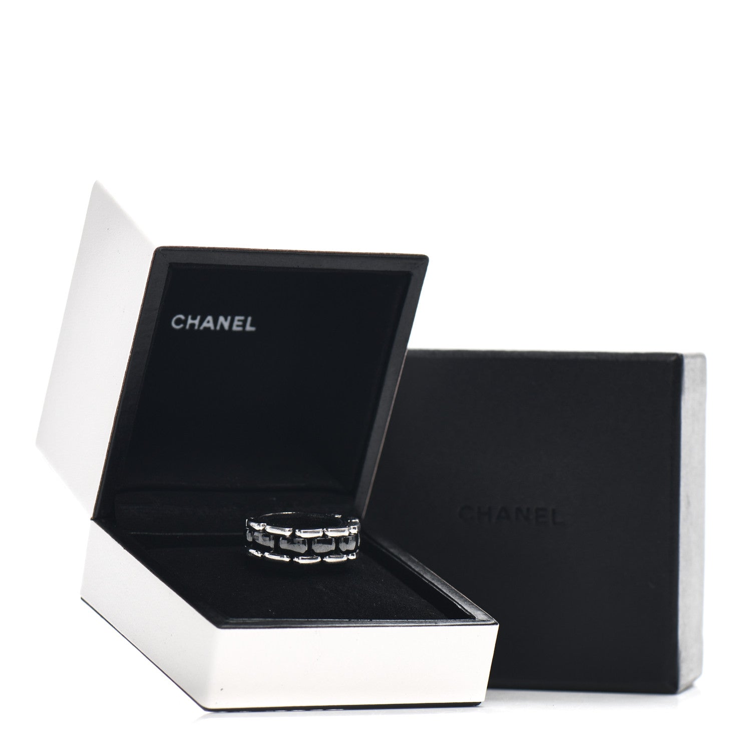 Chanel 18K White Gold Black Ceramic Medium Ultra Ring 54 7 4 of 4