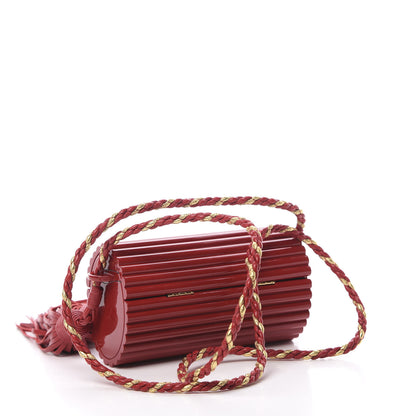 Saint Laurent Ribbed Plexiglass Lambskin Fringe Monogram Opium Box Bag Red 3 of 10