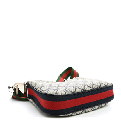 Gucci GG Supreme Monogram Textured Calfskin Web Small Attache Shoulder Bag Beige Blue 4 of 10