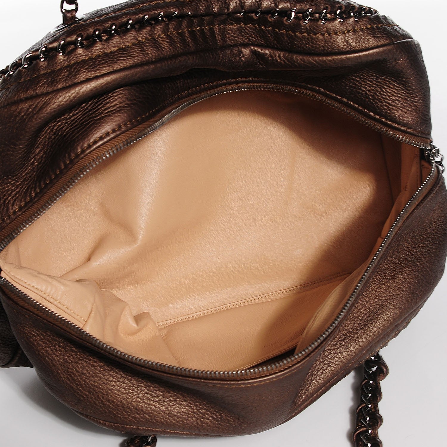 Chanel Metallic Deerskin Luxe Ligne Medium Bowler Tote Khaki 5 of 7