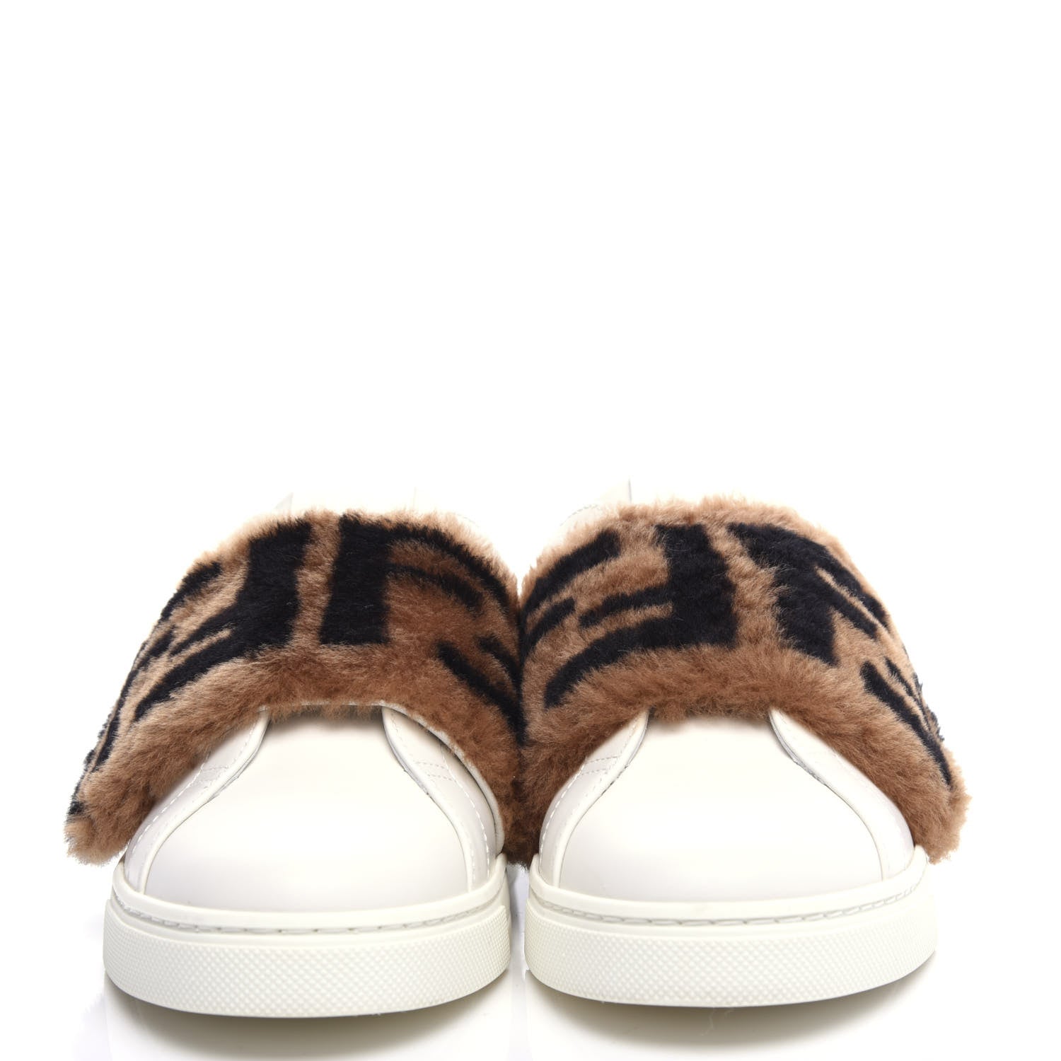 Fendi Vitello Shearling FF Velcro Slip On Sneakers 36 White 2 of 10