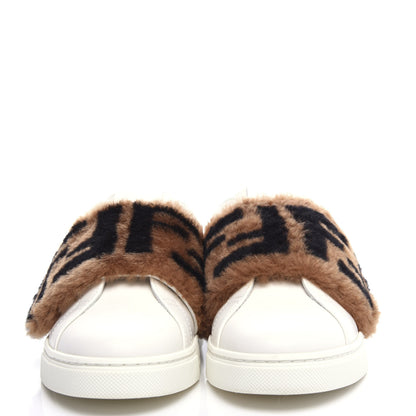 Fendi Vitello Shearling FF Velcro Slip On Sneakers 36 White 2 of 10
