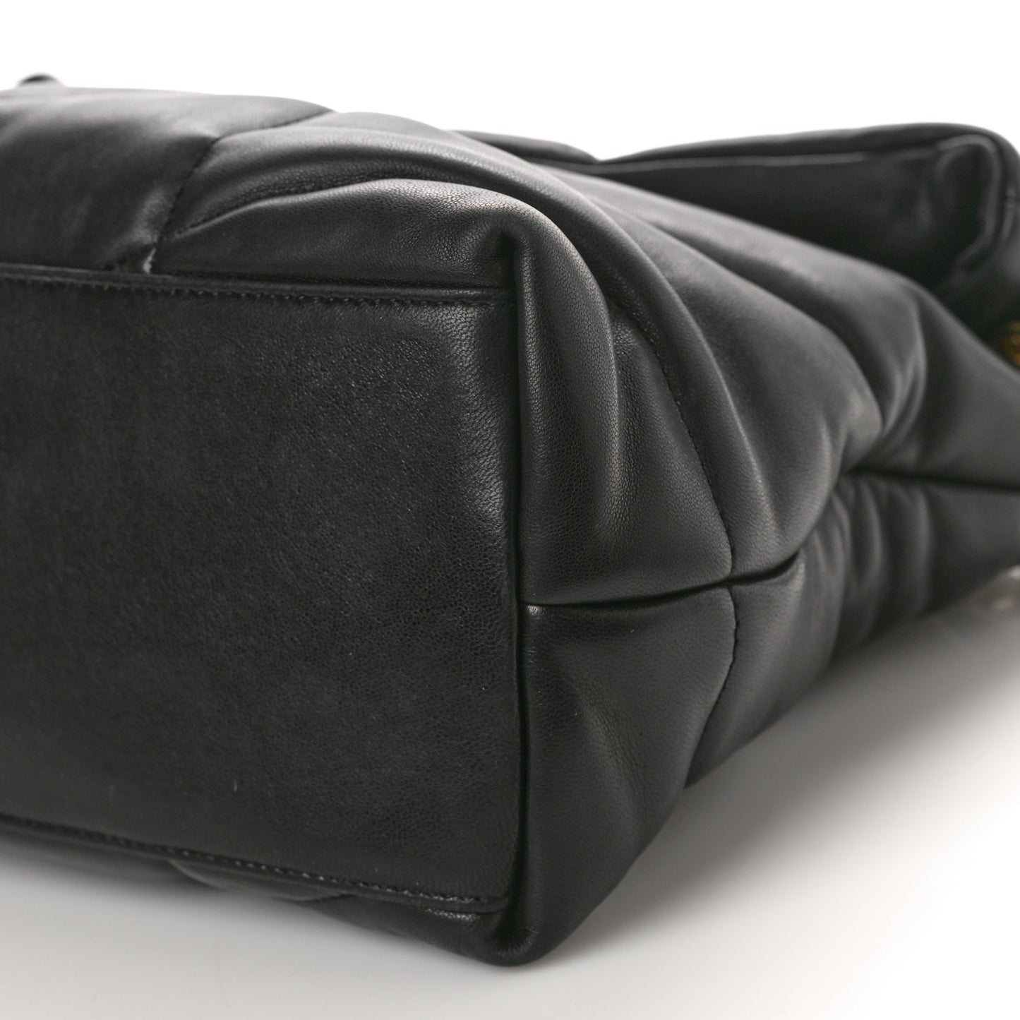 Lambskin Quilted Medium Loulou Puffer Monogram Chain Satchel Black