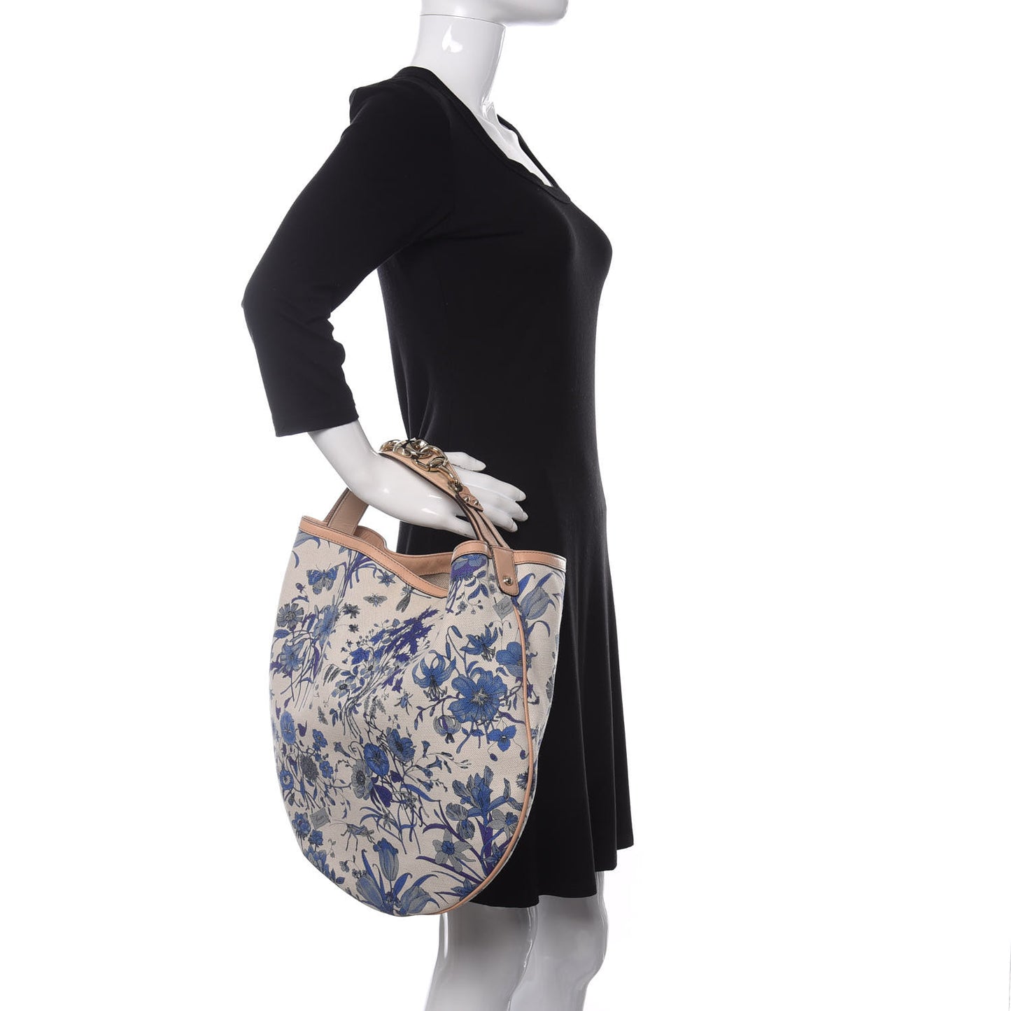 Canvas Flora Floral Large Wave Hobo Blue