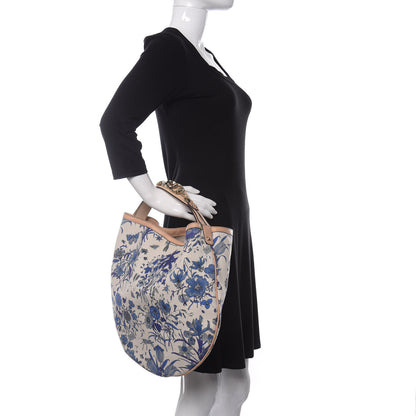 Gucci Canvas Flora Floral Large Wave Hobo Blue 2 of 10