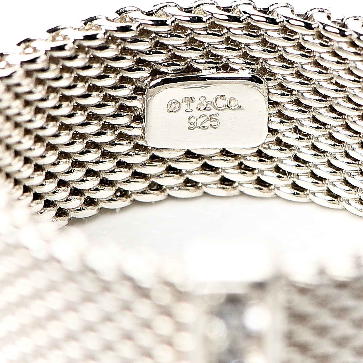Tiffany Sterling Silver Diamond Mesh Somerset Ring 49 4.75 3 of 3