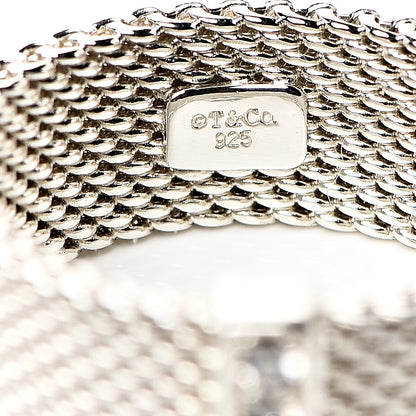 Tiffany Sterling Silver Diamond Mesh Somerset Ring 49 4.75 3 of 3