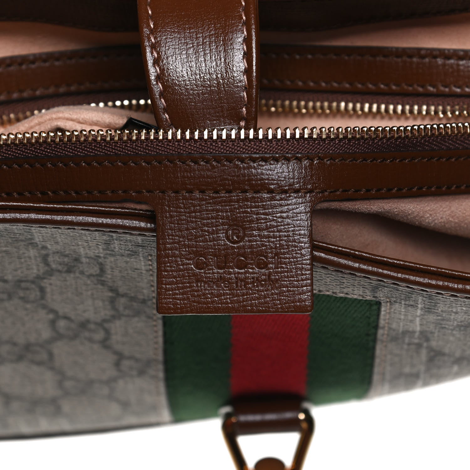 Gucci GG Supreme Monogram Azalea Calfskin Web Small Jackie 1961 Hobo Beige Ebony Brown Sugar 6 of 13