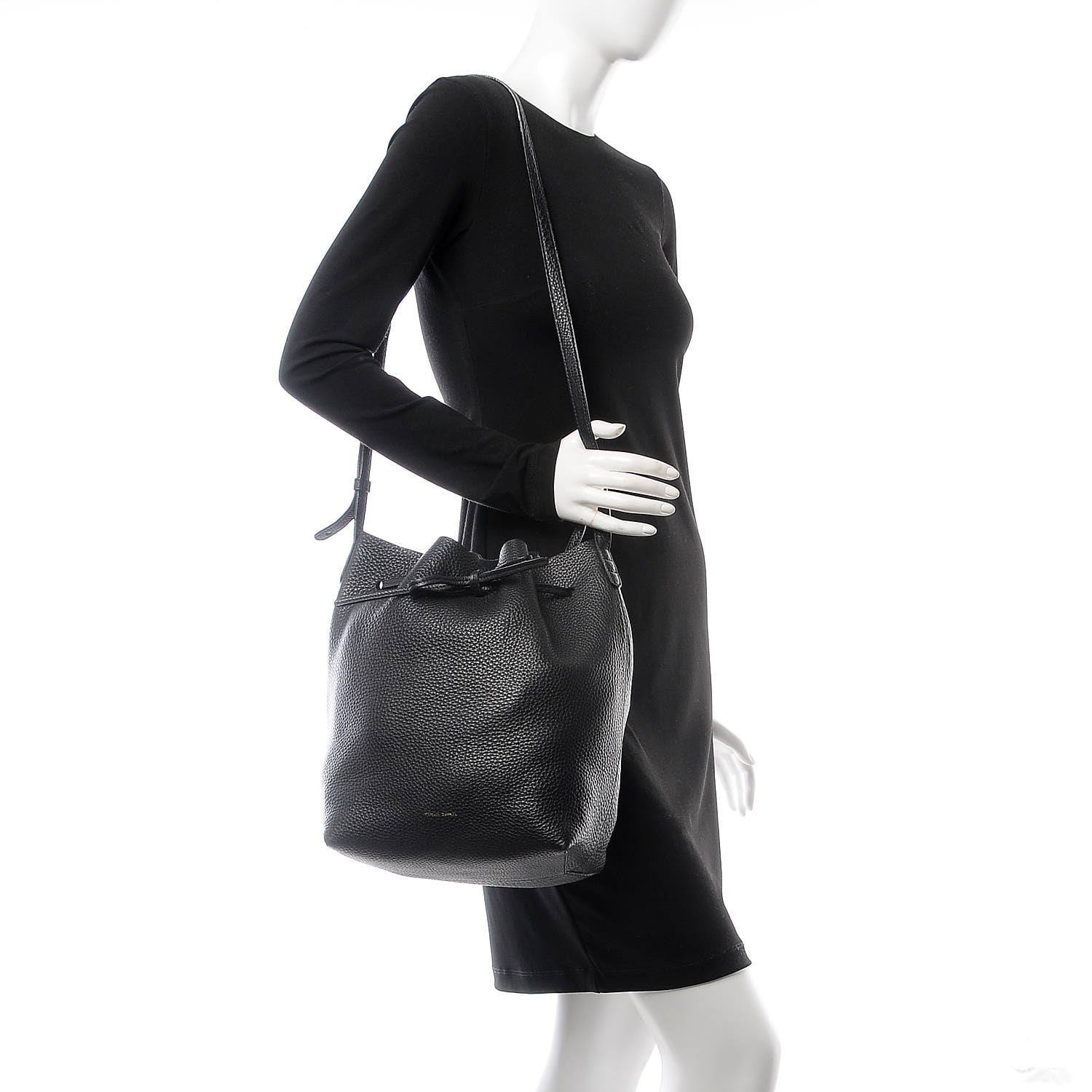 Mansur Gavriel Tumbled Calfskin Bucket Bag Black 2 of 7