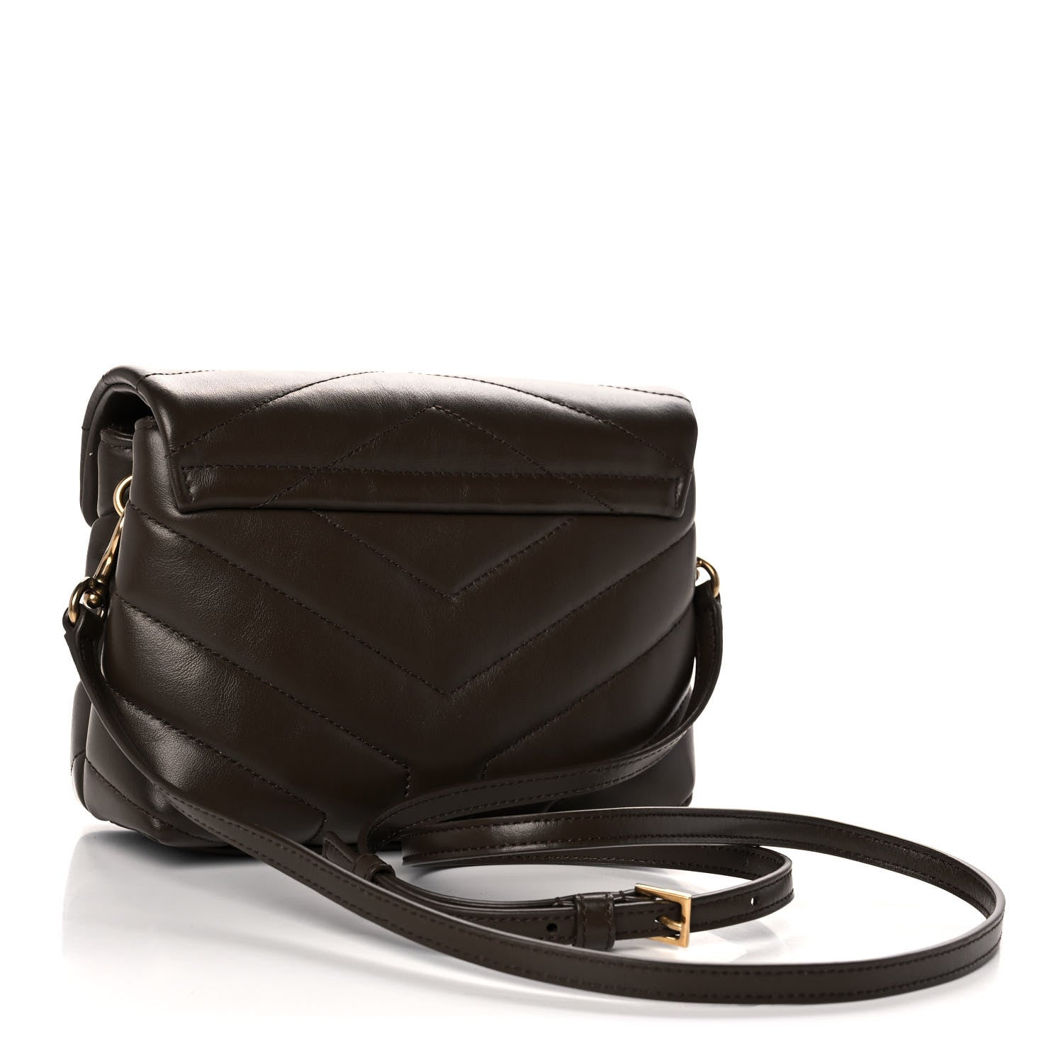 Saint Laurent Calfskin Y Quilted Monogram Toy Loulou Crossbody Bag Soil Brown 2 of 10