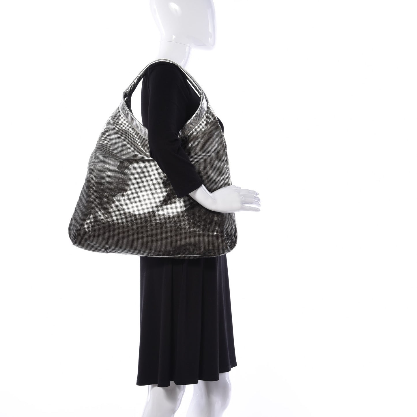 Metallic Perforated Lambskin Hollywood Hobo Silver