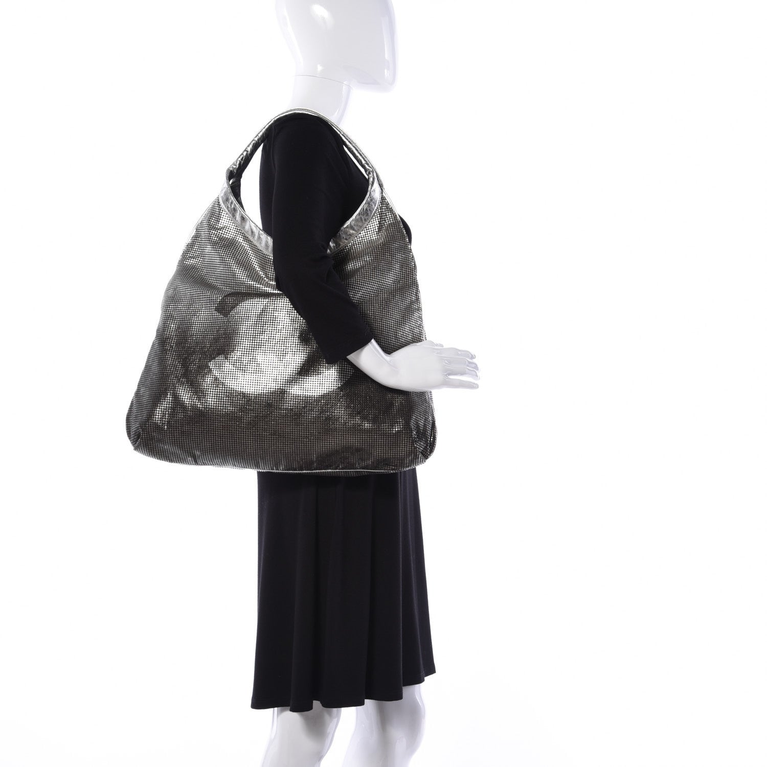 Chanel Metallic Perforated Lambskin Hollywood Hobo Silver 2 of 11