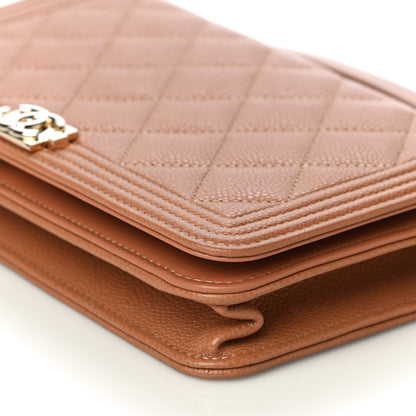 Chanel Caviar Quilted Boy Wallet On Chain WOC Brown 11 of 13