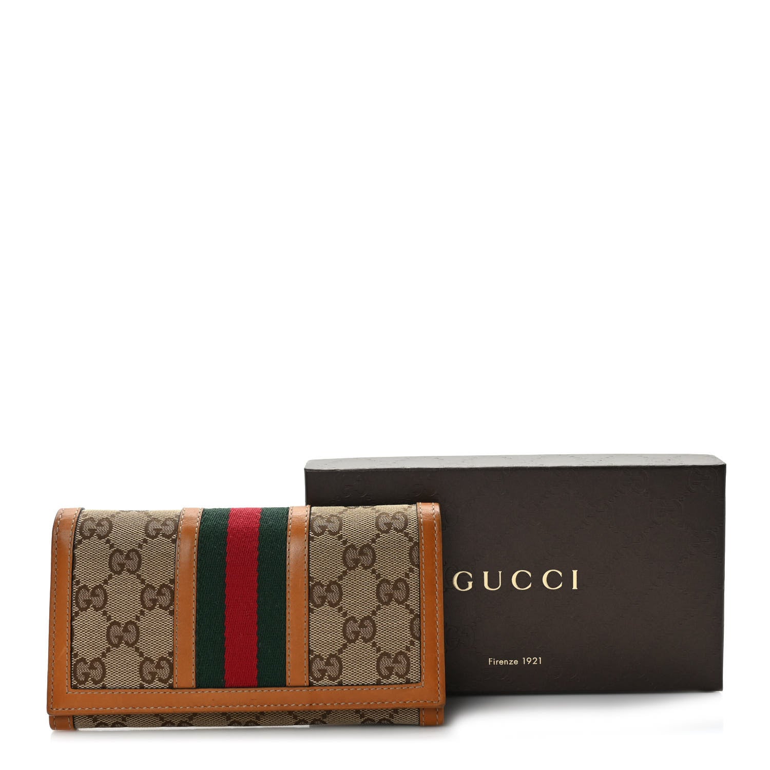 Gucci Monogram Vintage Web Continental Wallet Tobacco 9 of 9
