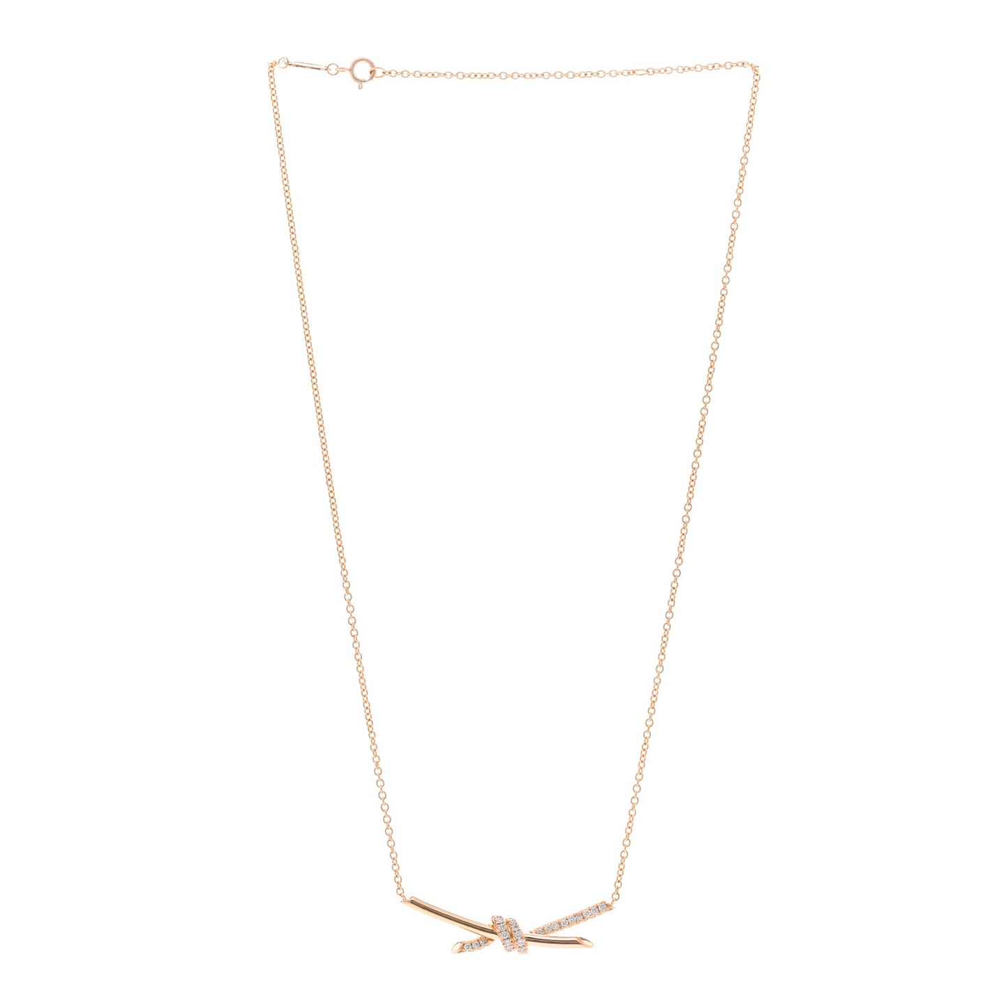 18K Rose Gold Diamond Knot Necklace