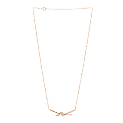 Tiffany 18K Rose Gold Diamond Knot Necklace 3 of 5