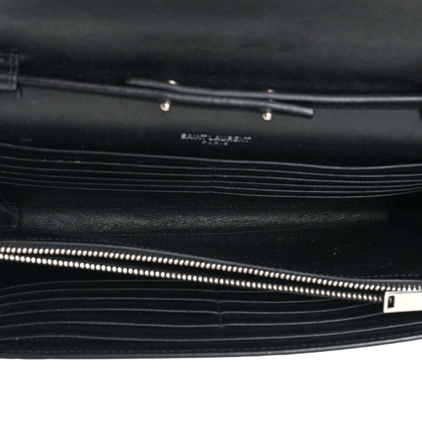 Calfskin Crocodile Embossed Monogram Chain Wallet Black