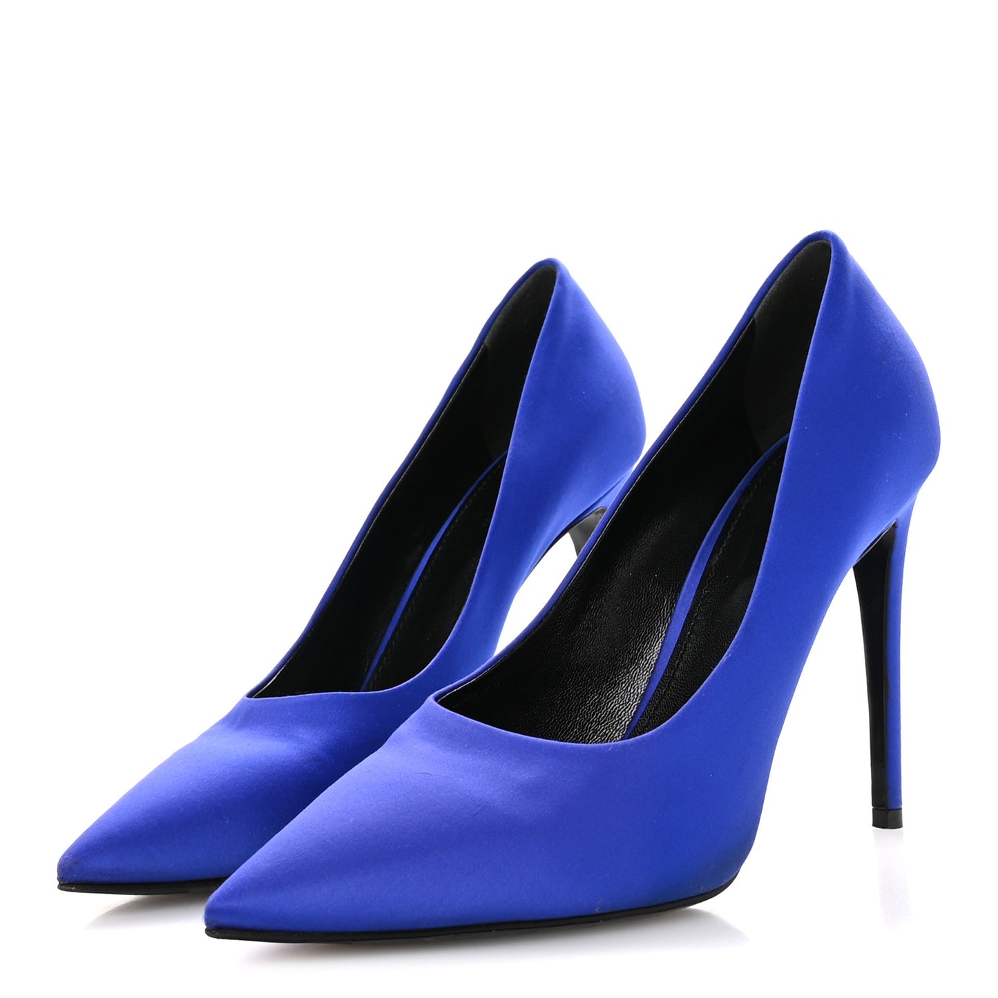 Satin Crystal Logo Pumps 41 Blue