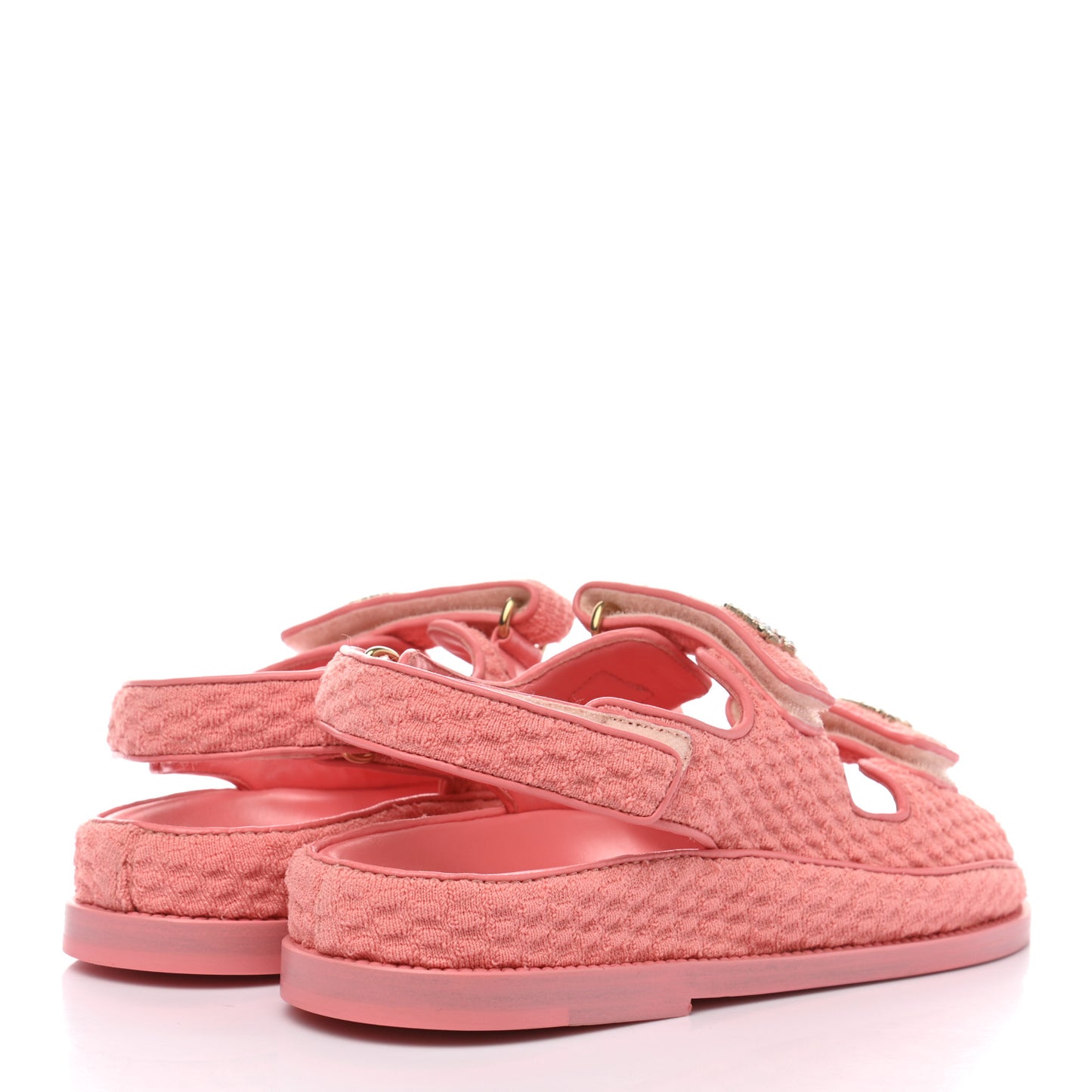 Knit Fabric Velcro Dad Sandals 38 Coral