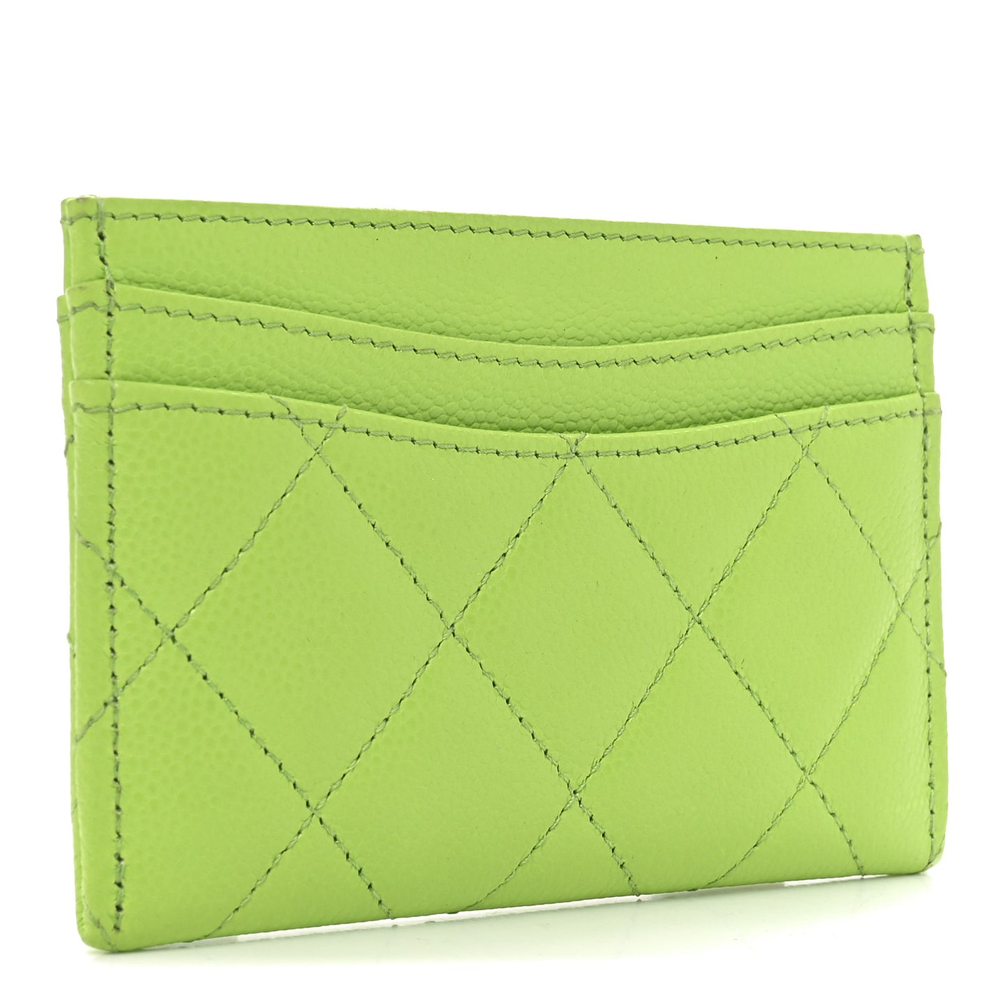 Caviar Quilted Card Holder Green