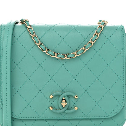 Chanel Calfskin Stitched Small Covered CC Flap Bag Green 8 of 16