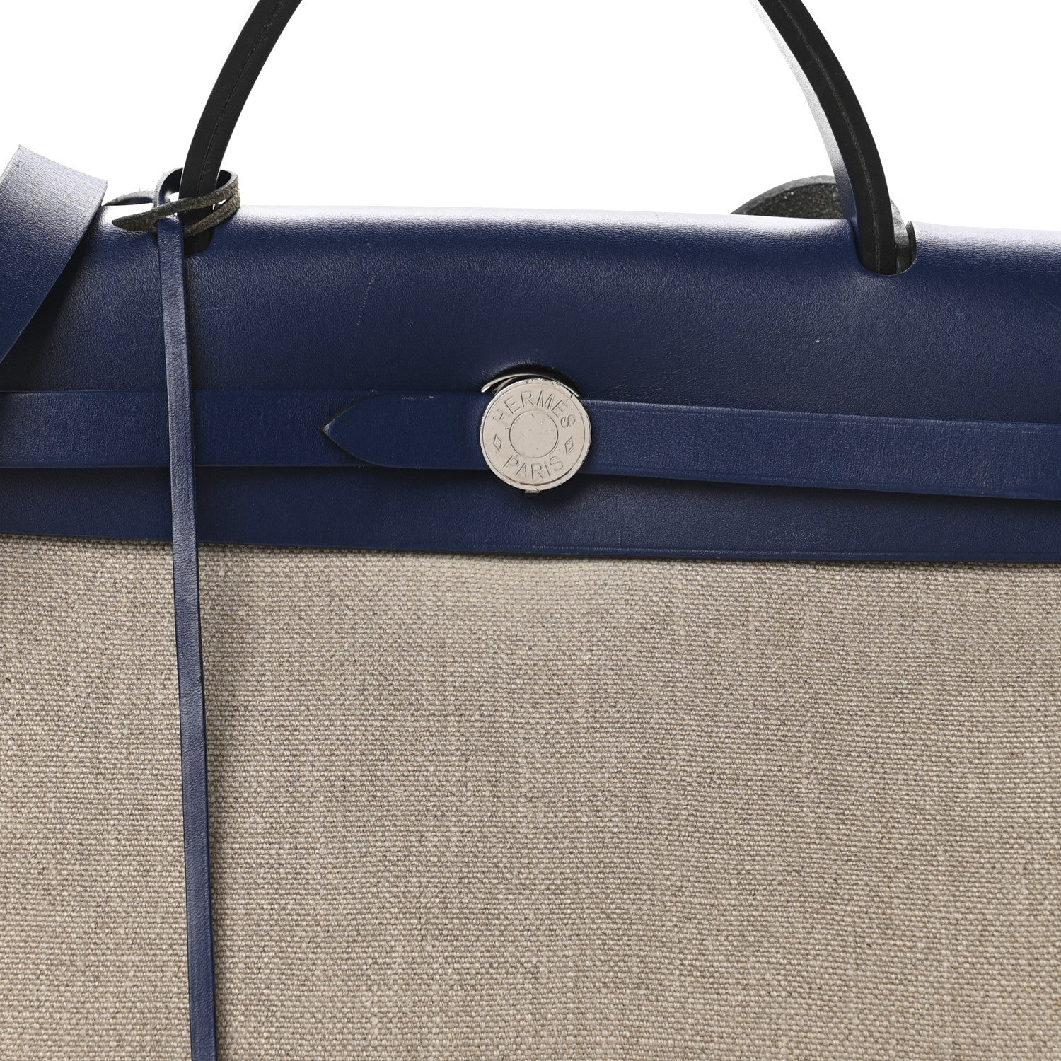 Hermes Military Toile Vache Hunter Herbag Zip Retourne PM Bleu De France Ecru 9 of 12
