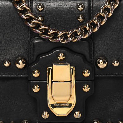 Dolce & Gabbana Calfskin Lucia Studded Chain Shoulder Bag Black 7 of 9