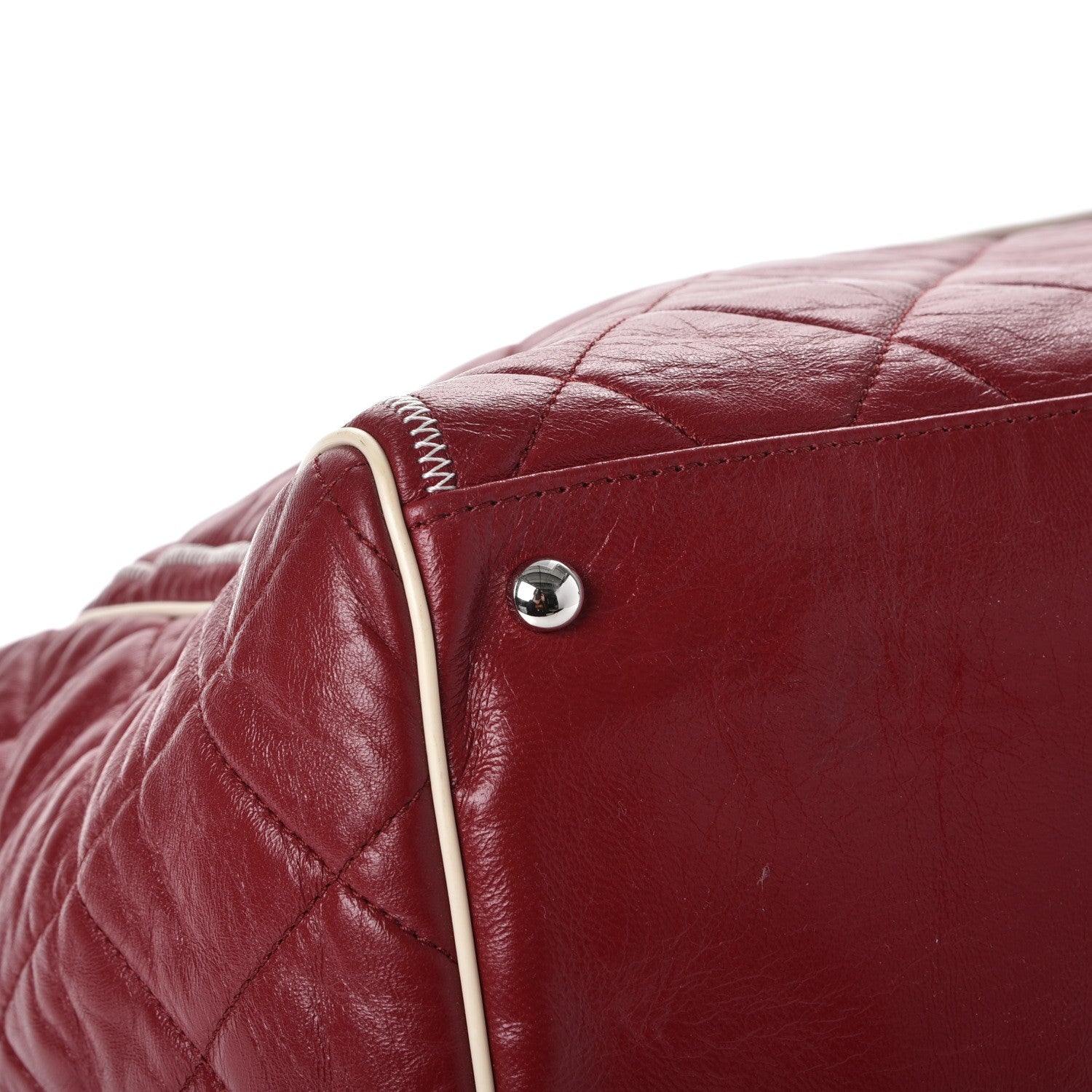Chanel Lambskin Quilted East West Large Tote Red 8 of 9