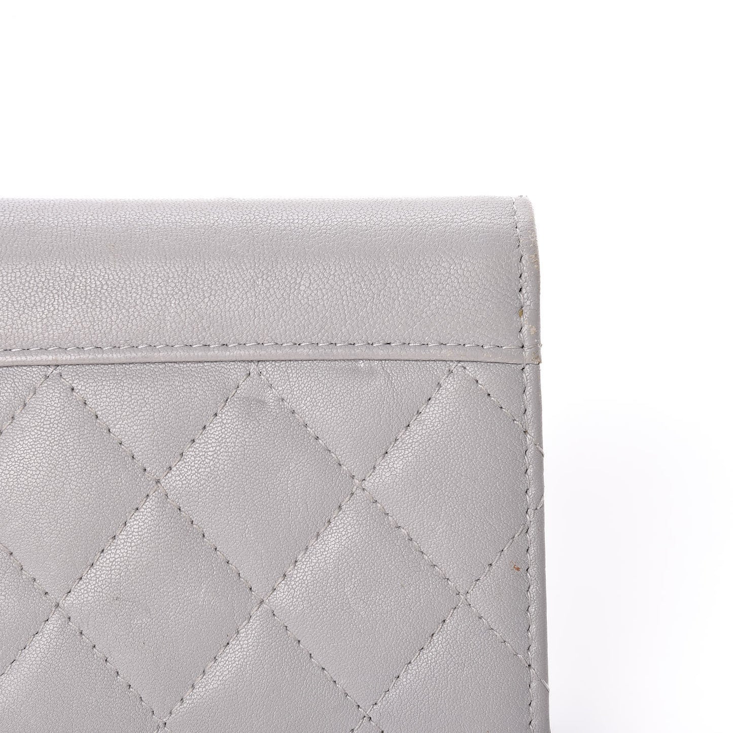 Lambskin Quilted CC Box Flap Wallet Grey