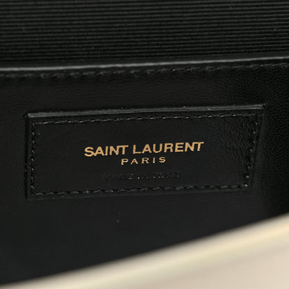 Saint Laurent Grain De Poudre Classic Monogram Cassandre Clutch Dove White 6 of 14