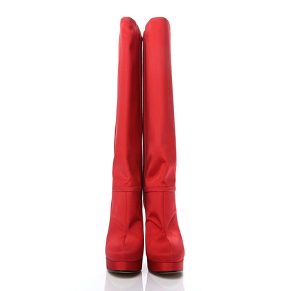 Gucci Twill Larius Knee High Boots 37 Heron Red 2 of 7