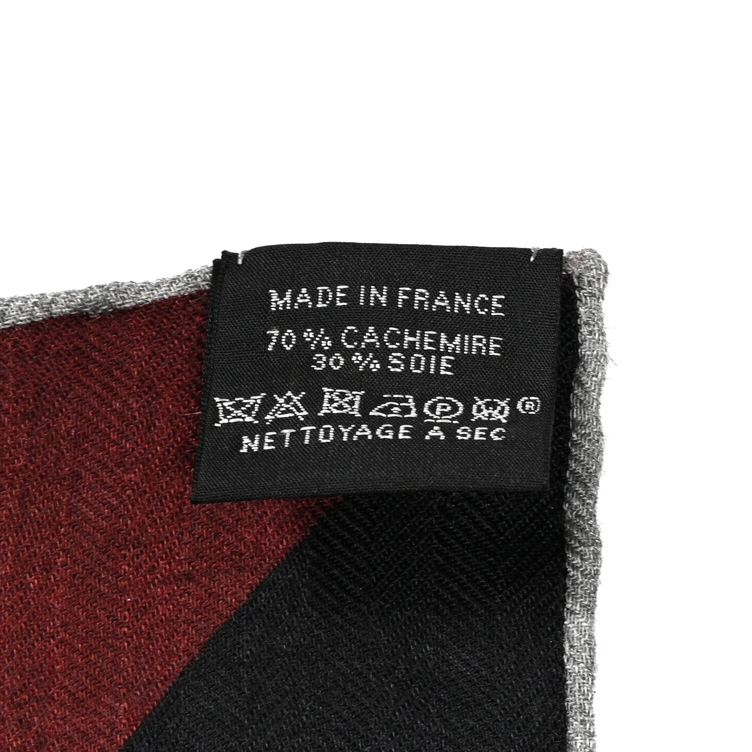 Hermes Cashmere Silk Encadre H Passant Giant Scarf 140 Bordeaux Black Gris Chine 3 of 5